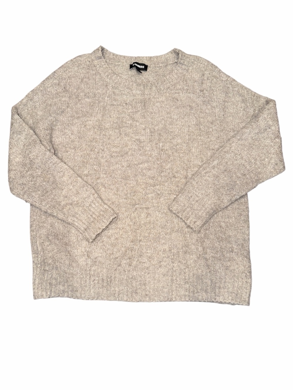 Express, Size S, Oatmeal, Ribbed Knit Crewneck Sweater